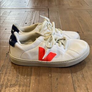 Veja campo leather sneaker unisex kids 2 orange white lace up